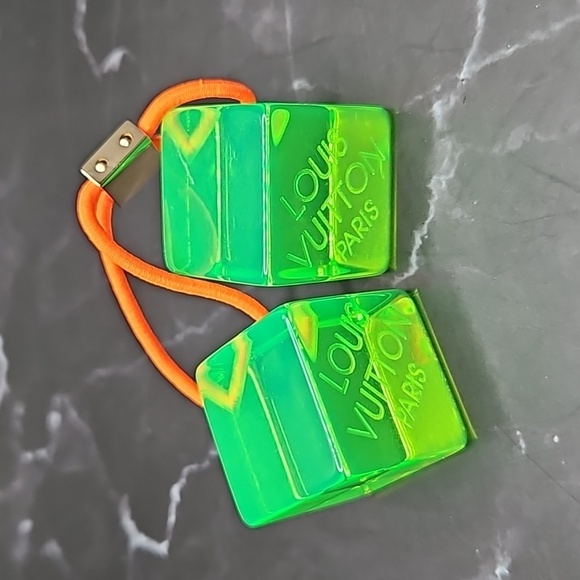Louis Vuitton Hair Tie Cubes Green and Orange set of 2 - Picture 3 of 7